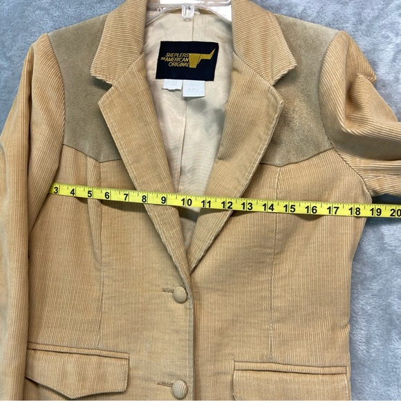Vintage 70s Western Corduroy Leather Light Mustard Size S - Picture 6 of 11
